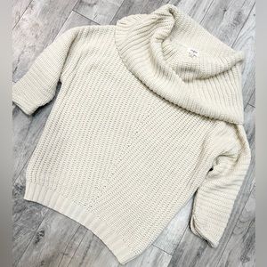 Umgee Sweater Womens Large Chunky Knit Cream Cowl Neck Boho Oversized Small S